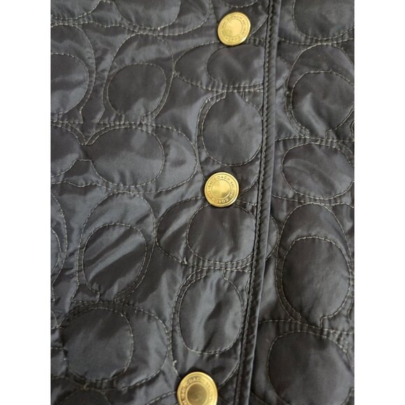COACH Signature "C" Quilted Logo Monogram Snap Front Jacket Coat Women S - Picture 10 of 11